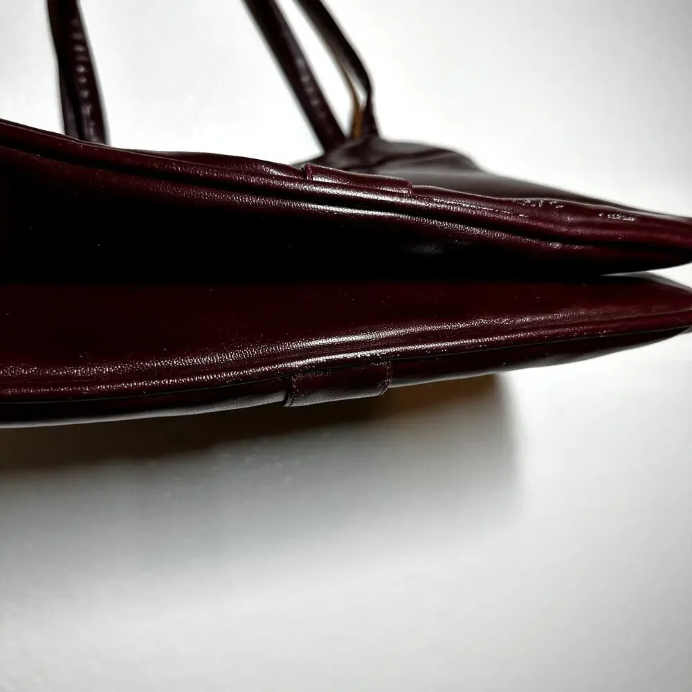 Vintage Shoulder Bag Purse Swivel Mirror Faux Patent Leather Red 12